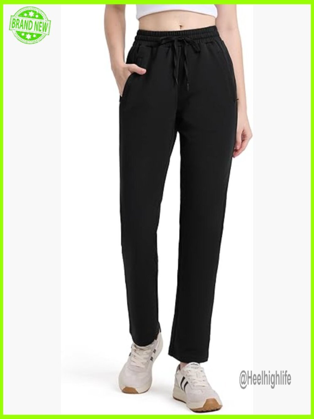 Petite Women's 26" Inseam Cotton Sweatpants Zipper Pocket Joggers
